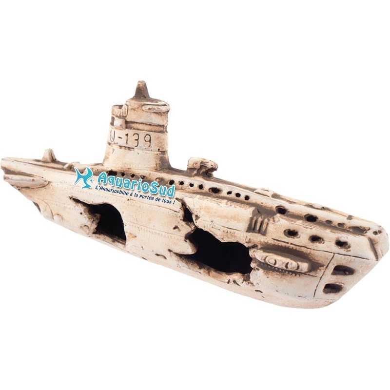 Relitto sottomarino 25x11x8cm - Decorazione in ceramica per acquario