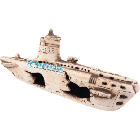 Epave sous-marin de 25x11x8cm - Décor céramique aquarium