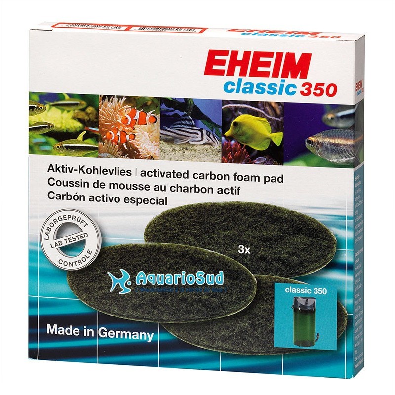 EHEIM Coussin de Mousse au Charbon pour filtre Classic 350 - Lot de 3 EHEIM Coussin de Mousse au Charbon pour filtre Classic 350 - Lot de 3