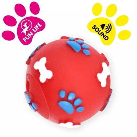 DOG LIFE STYLE Balle en vinyl, Ø 6cm, rouge