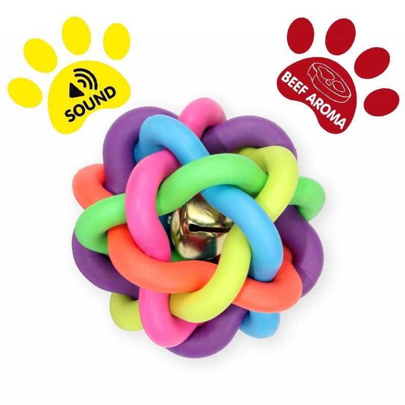 DOG LIFE STYLE Balle pour chien nouée Ø 10.5cm - arôme boeuf