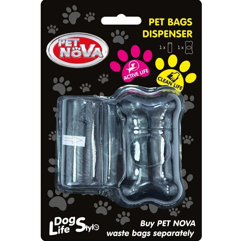 PETNOVA Distributeur de sacs ramasse crottes - Noir