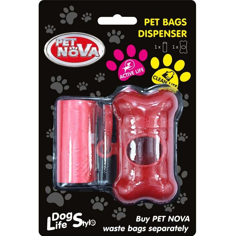 PETNOVA Distributeur +20 sacs ramassecrottes rouges