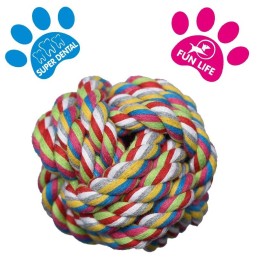 Balle pour chien en coton multicouleurs Balle pour chien en coton multicouleurs