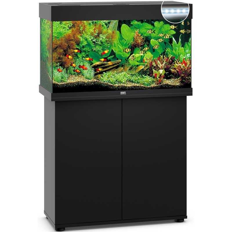 View of Juwel Rio 125 Line LED aquarium fully equipped with matching SBX cabinet