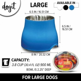 Ciotola rialzata per cani Dogit - 900 ml - Blu, Bianco, Nero