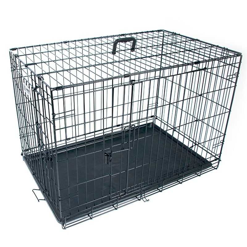 Gabbia pieghevole con 2 porte 106,5x71x76 cm - Nero