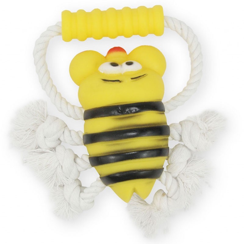 DOG LIFE STYLE Abeille sur corde avec poignée, 26cm DOG LIFE STYLE Abeille sur corde avec poignée, 26cm