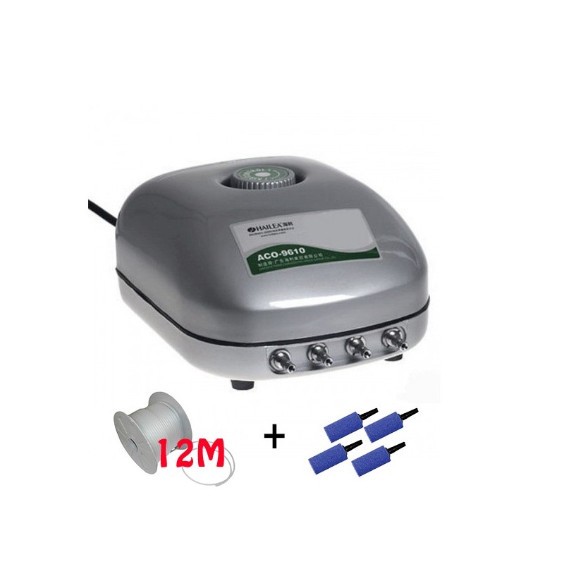 HAILEA ACO-9610 Luftpumpe – 4 Ausgänge – Schlauch- und Diffusorpaket HAILEA ACO-9610 Luftpumpe – 4 Ausgänge – Schlauch- und Diffusorpaket
