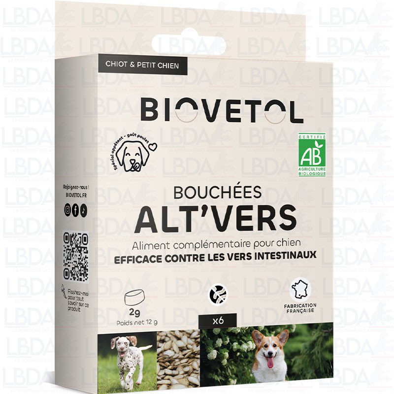 Bouchées Alt'vers BIOVETOL - 6x 2g pour chiot et petit chien Bouchées Alt'vers BIOVETOL - 6x 2g pour chiot et petit chien