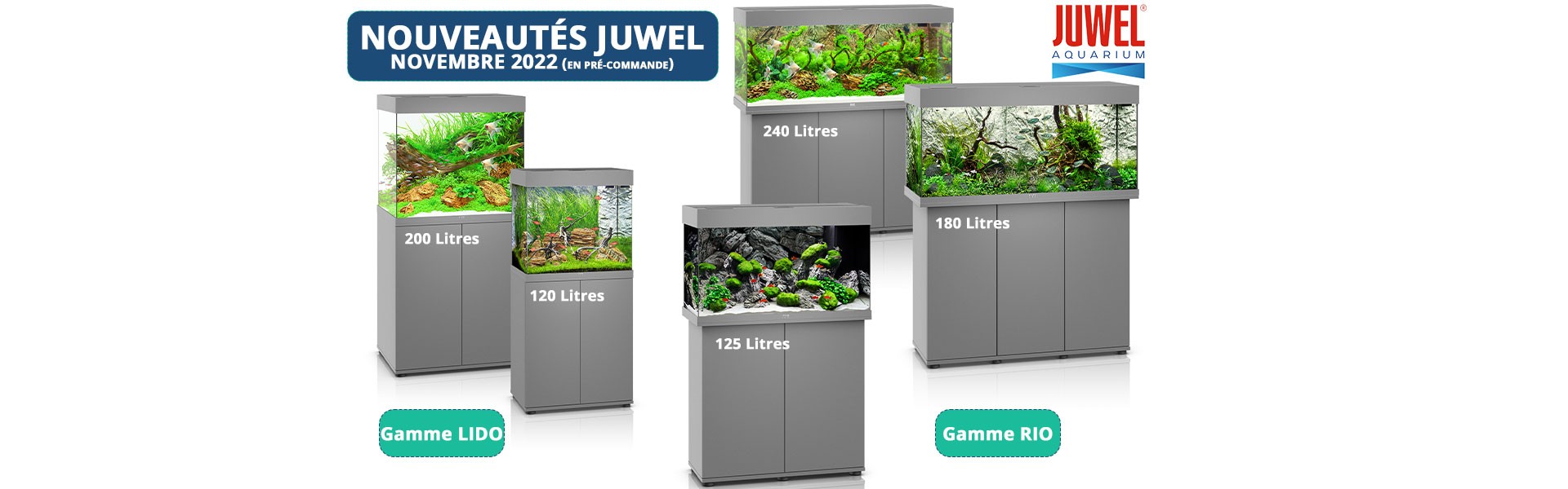 Aquarium JUWEL - Nouveau colori gris pour la gamme Lido et Rio